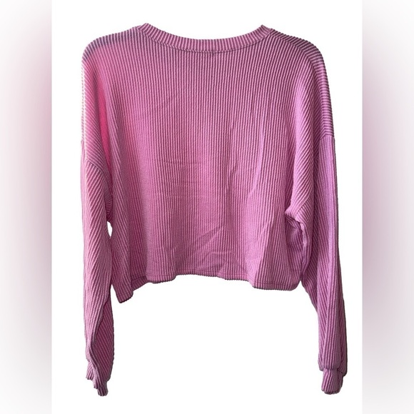 Dress Up Pink Cropped Ribbed Sweater Size M - Picture 3 of 6